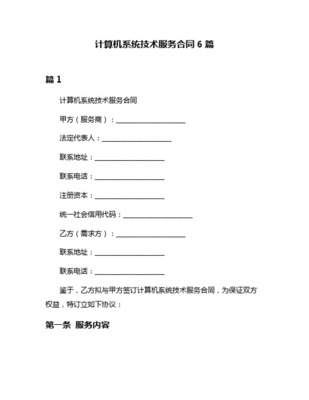 【实用范文模板】电脑技术服务合同【精华版】
